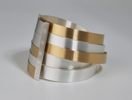 Zilveren klap armband (wit/goud kleur)