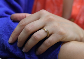 Rosé gouden ring met markies diamant