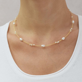 Eva Strepp goud vergulde parel ketting