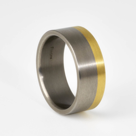Feniom titanium ring met gouden band