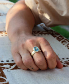 Geelgouden Aquamarijn Ring