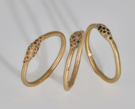 Dripping art panter ring met cognac kleur diamanten (mini)
