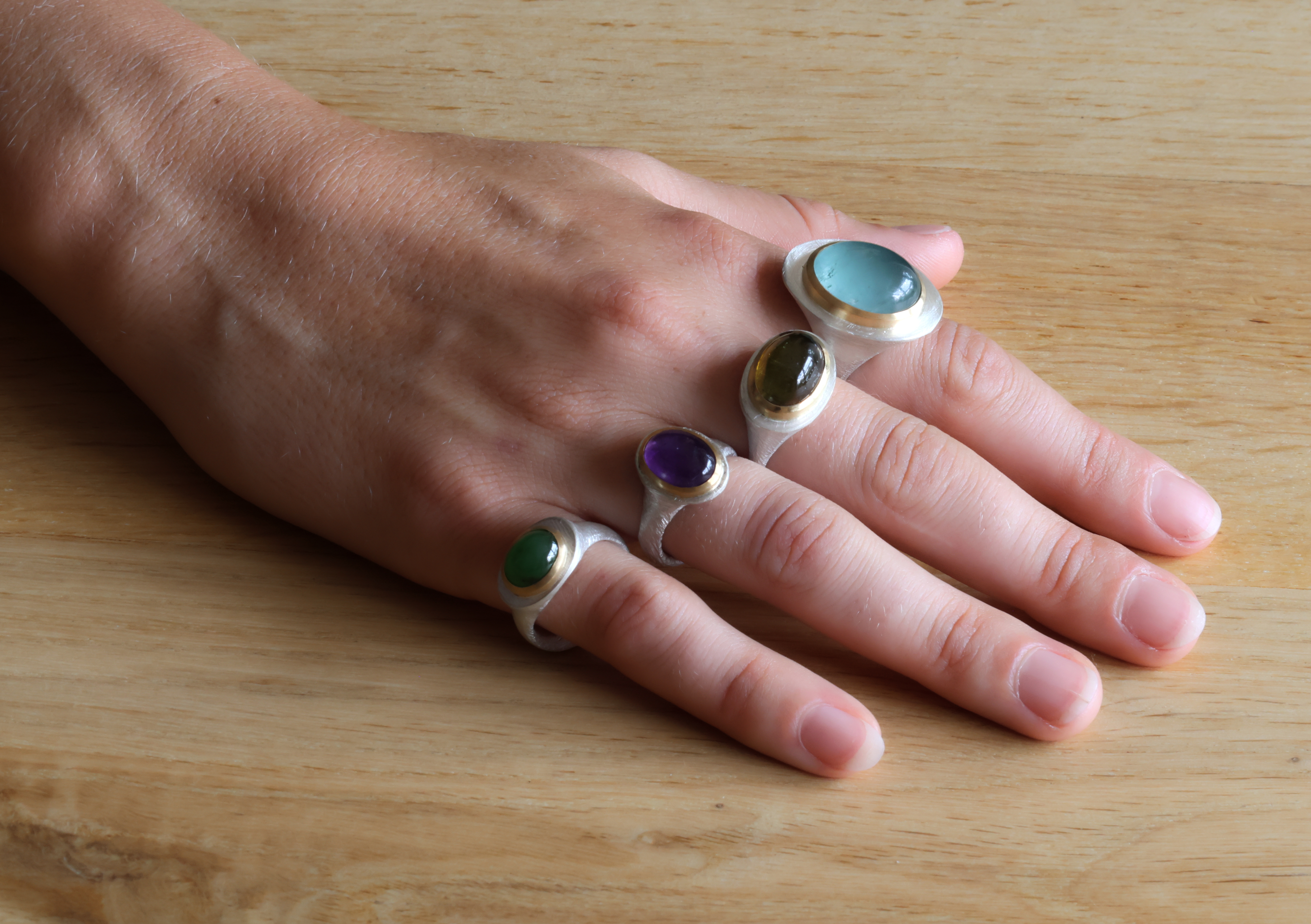 Cleopatra ring met geel/bruine toermalijn