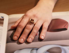 Toermalijn ring met baguette diamanten