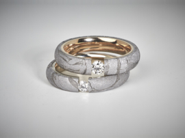 In de naam Gezond Aquarium Meteoriet ring met diamant en roodgoud | Eigentijdse ringen ( rustige  modellen ) | Goldline