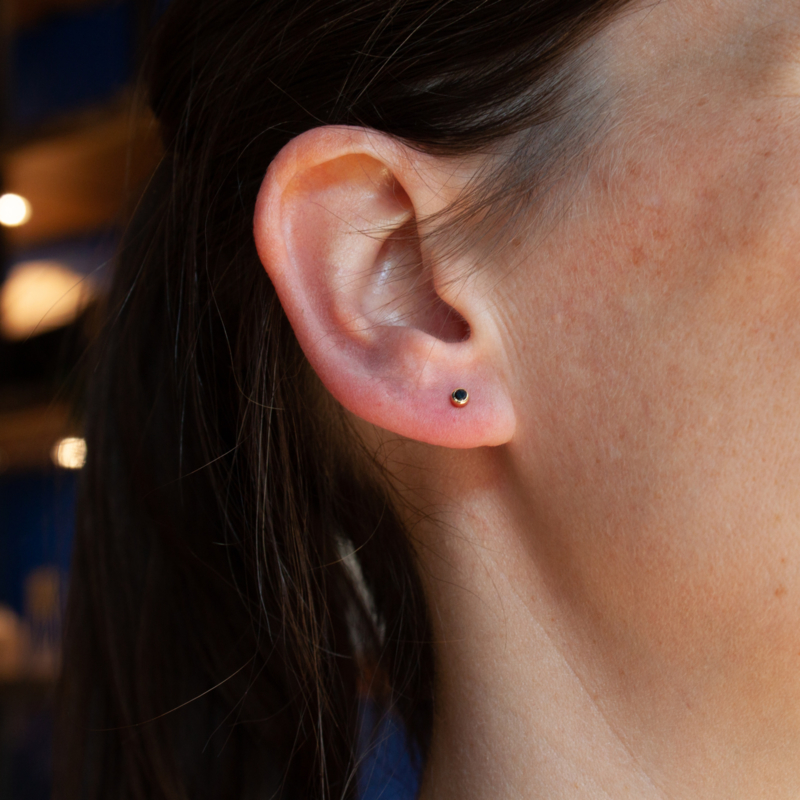 Negen Mentaliteit injecteren Gouden oorknopjes met zwarte diamant | Oorsieraden op het oor ( knopjes ) |  Goldline