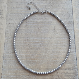 Hematite Zilver Ketting 4 mm  [2808]