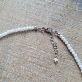 Glanzend Witte Facet Ketting 4 mm  [2896]