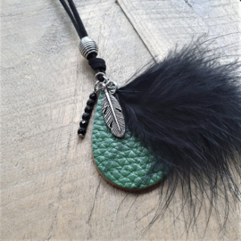 Groene Leren Druppelketting Fluffy  [7174]