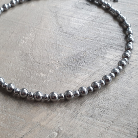 Ketting Zilver Hematite Groot Klein  [7249]