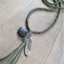 Groene Indian Wooden Ketting  [7166]