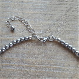 Hematite Zilver Ketting 4 mm  [2808]