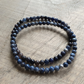 Armband Blauw/Blauwgrijze Natuursteen 4 mm  [1188]