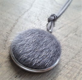 Fluffy Vacht Ketting/Bedel Grijs XXL  [7034]