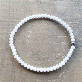 Glanzend Witte Facet Armband  [1411]