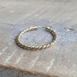 Roestrij stalen Ring Twist Goud  [0103]