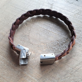 Brique Gevlochten Leren Armband 10 mm  [1338]