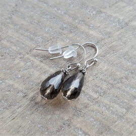 Dark Smokey Grey Crystal Drops 12 mm  [8290]