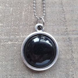 Ketting/Bedel Shiny Black Bol  [7014]