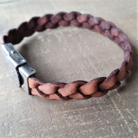 Brique Gevlochten Leren Armband 10 mm  [1338]