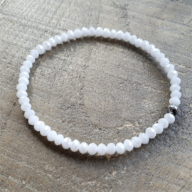 Glanzend Witte Facet Armband  [1411]