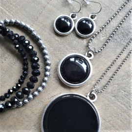 Ketting/Bedel Shiny Black Bol  [7014]