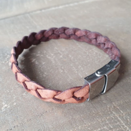 Brique Gevlochten Leren Armband 10 mm  [1338]