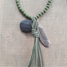 Groene Indian Wooden Ketting  [7166]