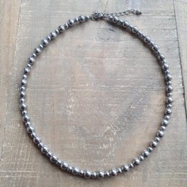 Ketting Zilver Hematite Groot Klein  [7249]