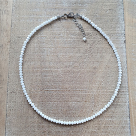 Glanzend Witte Facet Ketting 4 mm  [2896]