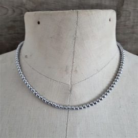 Hematite Zilver Ketting 4 mm  [2808]