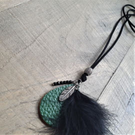 Groene Leren Druppelketting Fluffy  [7174]