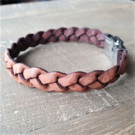 Brique Gevlochten Leren Armband 10 mm  [1338]