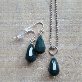 Dark Green Crystal Drops 16 mm  [8347]