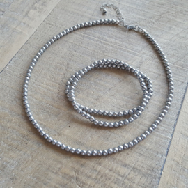 Hematite Zilver Round 4 mm  [1116]