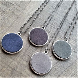 Ketting/Bedel XXl Blauw Suede  [2994]