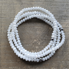 Glanzend Witte Facet Ketting 4 mm  [2896]