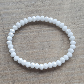 Glanzend Witte Facet Armband  [1117]