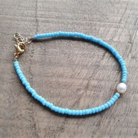 Armbandje Mini Helder Beachblue Zilver/Goud [1208]