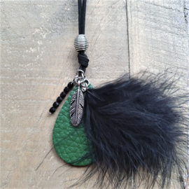 Groene Leren Druppelketting Fluffy  [7174]