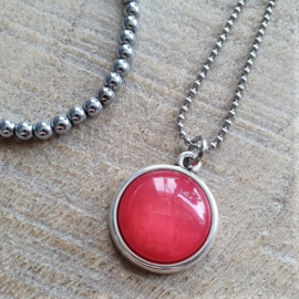 Ketting/Bedel Rood Bol  [2878]