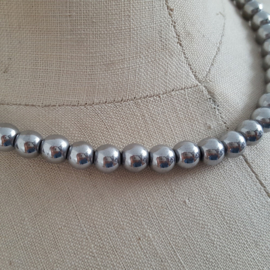 Hematite Silver Round Ketting 8 mm  [2641]