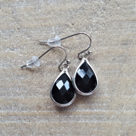 Black Facetted Crystal Drops  [8340]