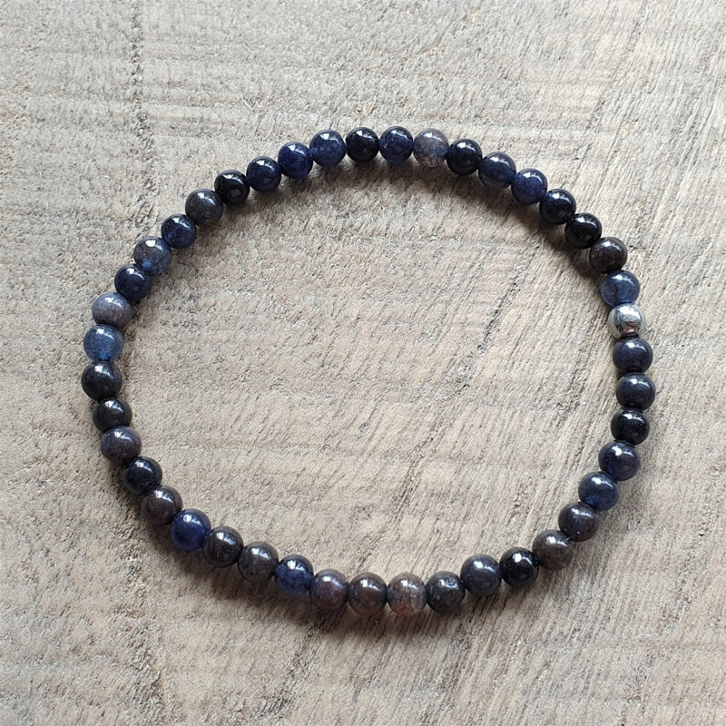 Armband Donkerblauw Natuursteen 4 mm  [1187]