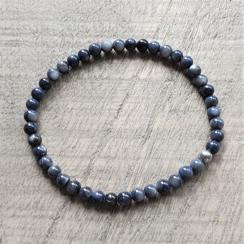 Armband Blauw/Blauwgrijze Natuursteen 4 mm  [1188]