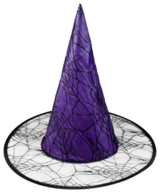 Heksenhoed Wicca 40 cm polyester transparant/paars one-size