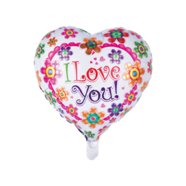 Folie ballon Heart  'I love you' flowers