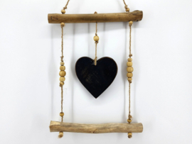 Hanger met hart 45x22cm natural/black