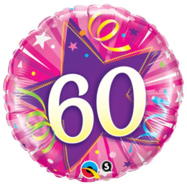 FOLIEBALLON 60 JAAR Shining Star Hot Pink