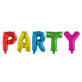 FOILBALLOON WORD 16″ ‘PARTY’ MULTICOLOUR